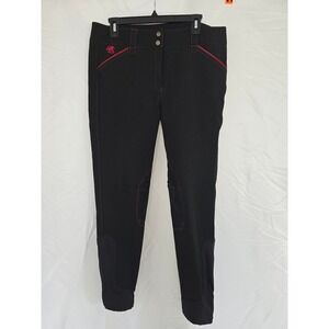 Piper by SmartPak Black Riding Breeches Horse Embroidered Red Stitchin Women 34L